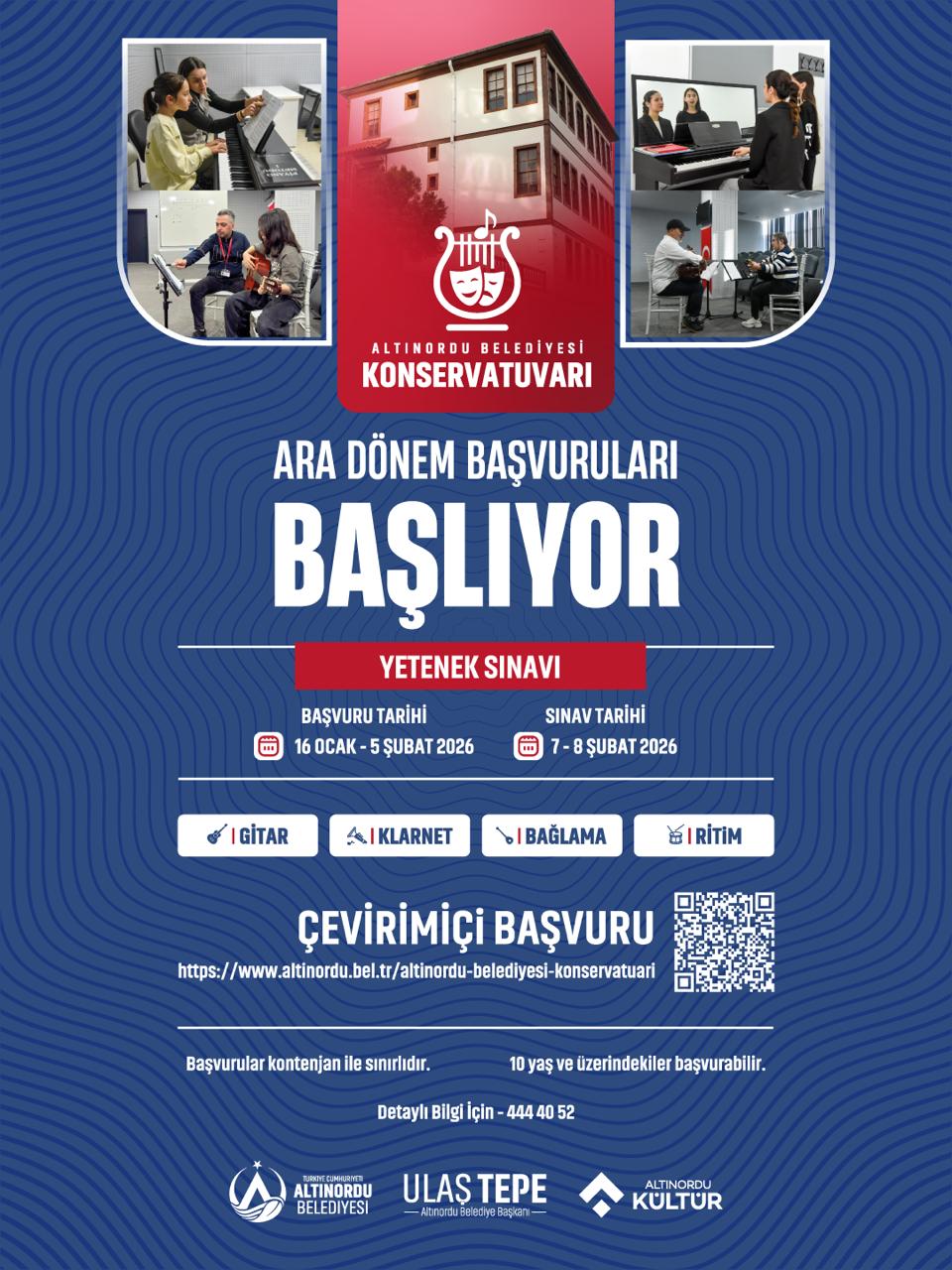 ALTINORDU BELEDİYESİ KONSERVATUVARINDA ARA DÖNEM BAŞVURULARI BAŞLADI