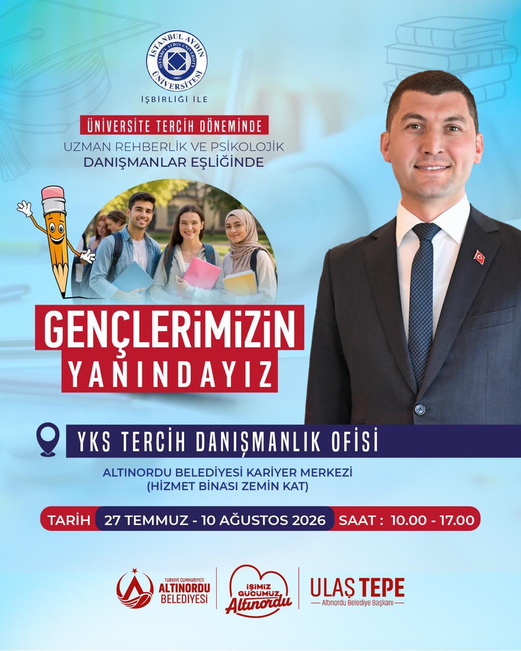 ALTINORDU BELEDİYESİ'NDEN ÜNİVERSİTE ADAYLARINA ÜCRETSİZ TERCİH DANIŞMANLIĞI