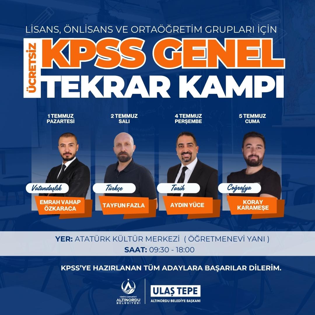 ÜCRETSİZ KPSS GENEL TEKRAR KAMPI DÜZENLENECEK