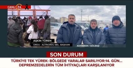 BAŞKAN AŞKIN TÖREN DEPREM BÖLGESİNDEKİ ÇALIŞMALARI CANLI YAYINDA DEĞERLENDiRDi