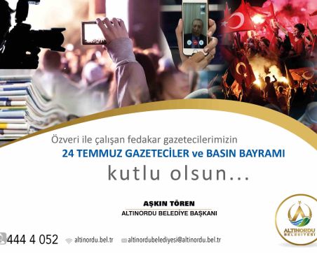 BAŞKAN TÖREN’DEN 24 TEMMUZ GAZETECİLER VE BASIN BAYRAMI MESAJI