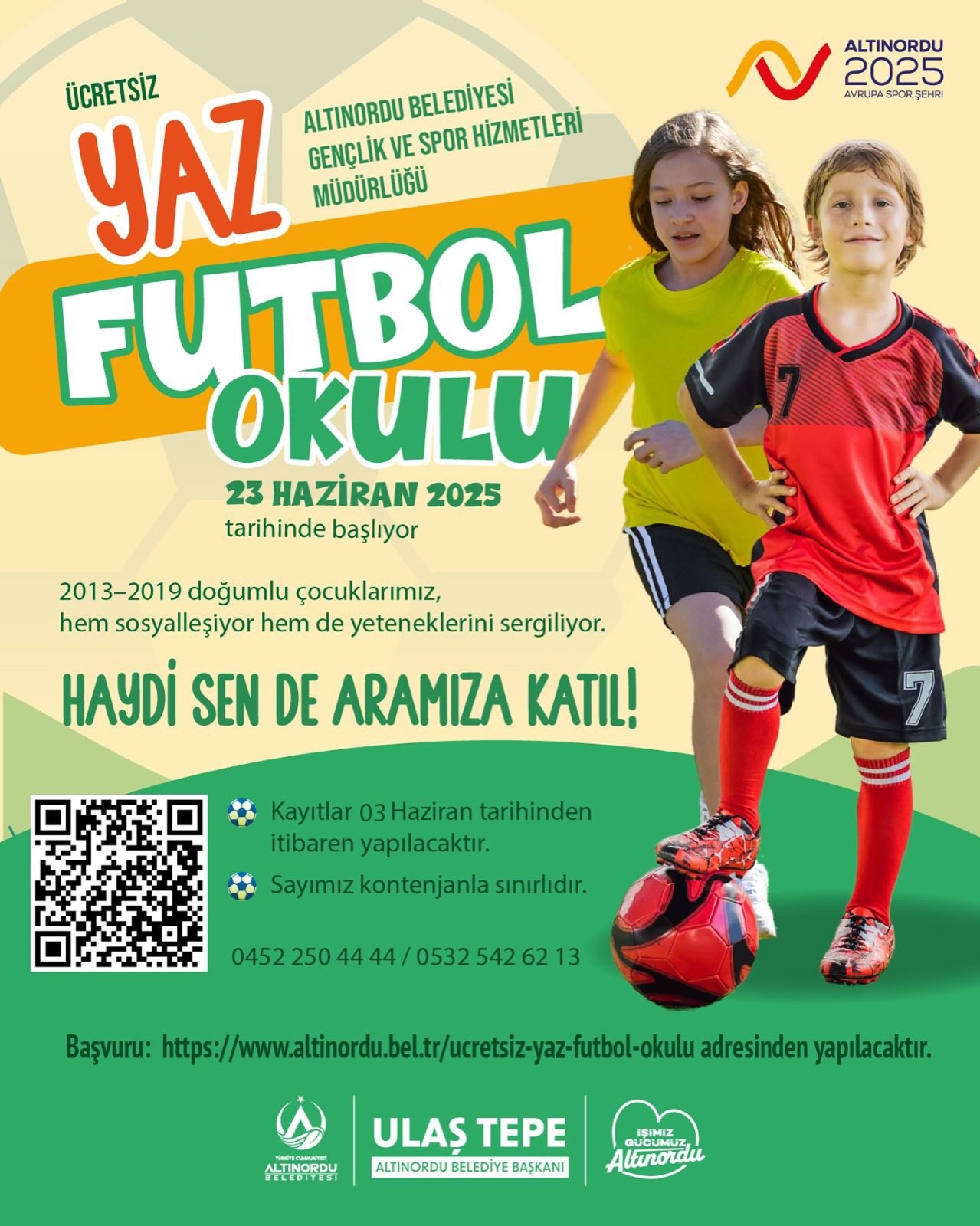 ALTINORDU BELEDİYESİ’NDEN YAZ FUTBOL OKULU